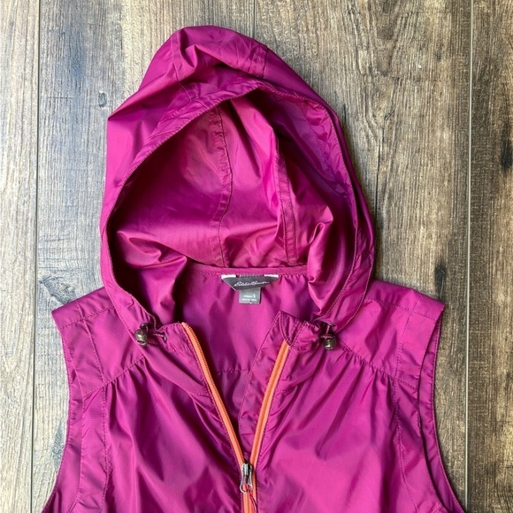 Eddie Bauer Full Zip Vest with Hood Nylon Pink/Orange Women's Size Small - Picture 11 of 11